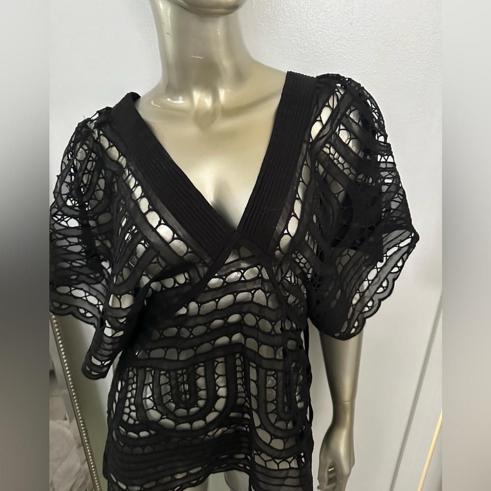 Monsoon Black Lace Blouse bohemian size 4